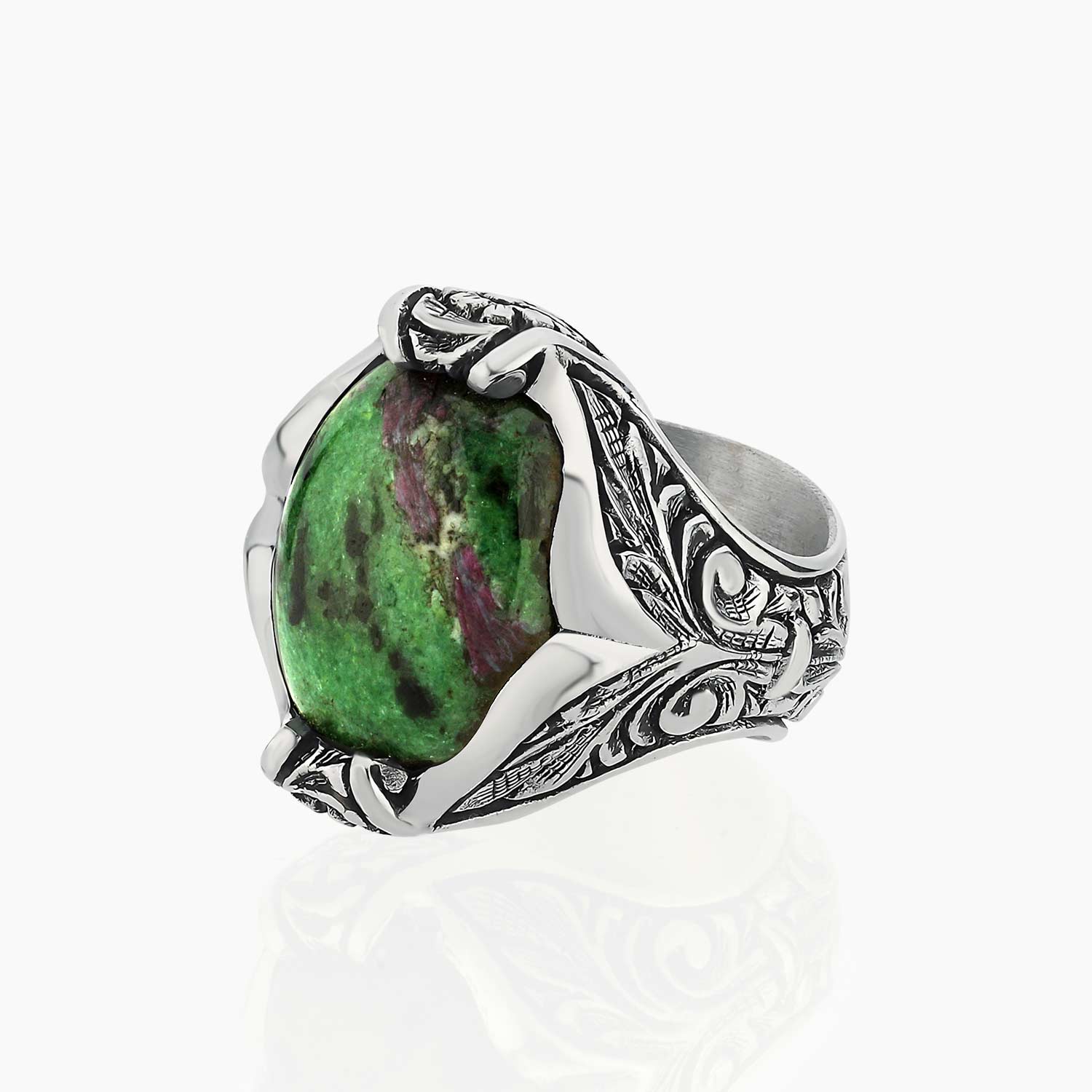 Blood Stone Silver Ring