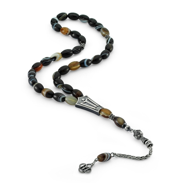 Colorful Agate Misbaha with 925 Silver Tassle
