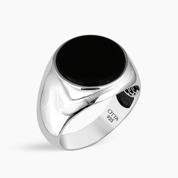 Basic Sterling Silver Ring with Onyx Stone