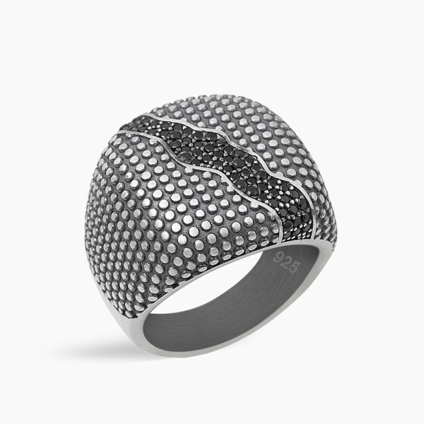 Modern Style Silver Ring with Swarovski Covered
