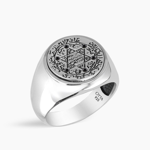 Signet Seal of Solomon Ring in Silver