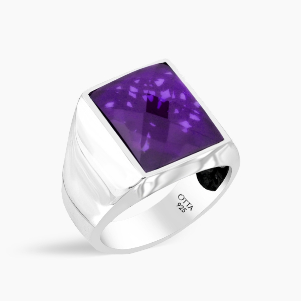 Basic Silver with Rectangle Amethyst Zircon