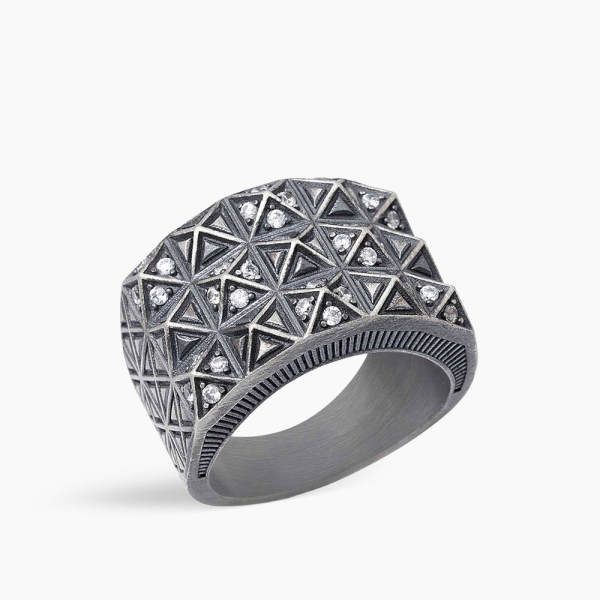 Geometric Mirage Silver Ring