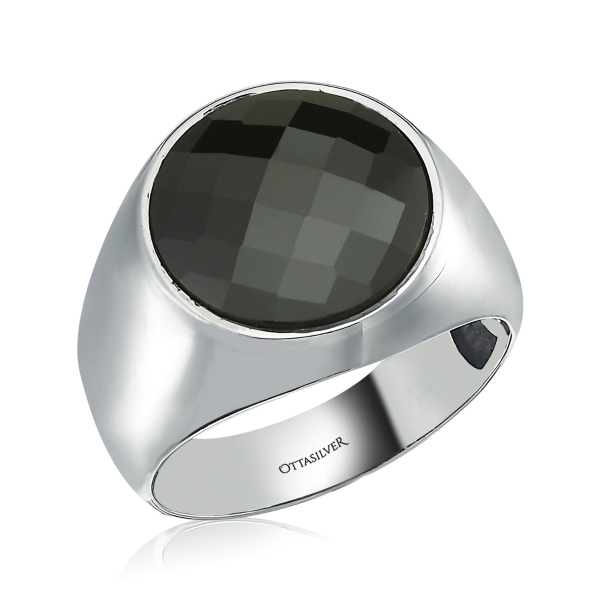 Classic Casual Silver Ring with Zircon-Black