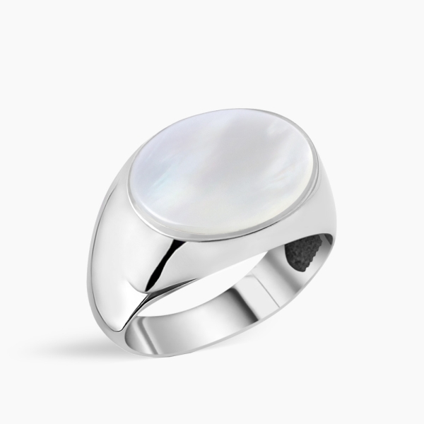 Pinky Silver Ring with Mother of Pearl