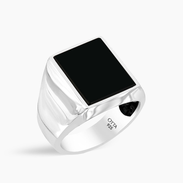Basic Sterling Silver with Rectangle Black Onyx