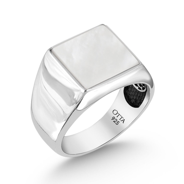 Classic Casual Square Silver Ring-Mother of Pearl