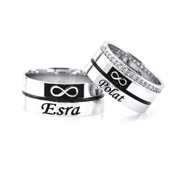 Infinity Symbol Silver Named Pair Wedding Ring