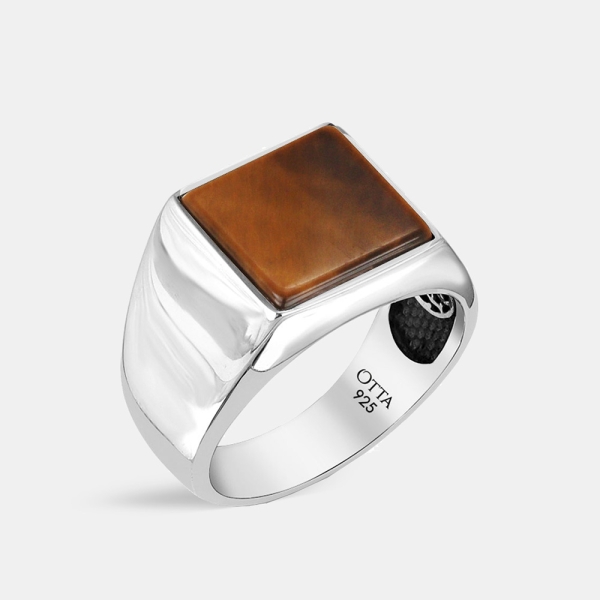 Basic Square Silver Ring with Tiger Eye
