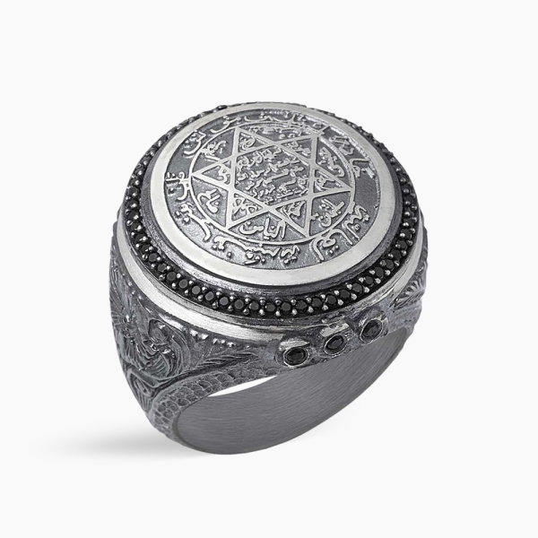 Solomon's Seal Ring in Silver Hand-Engraved