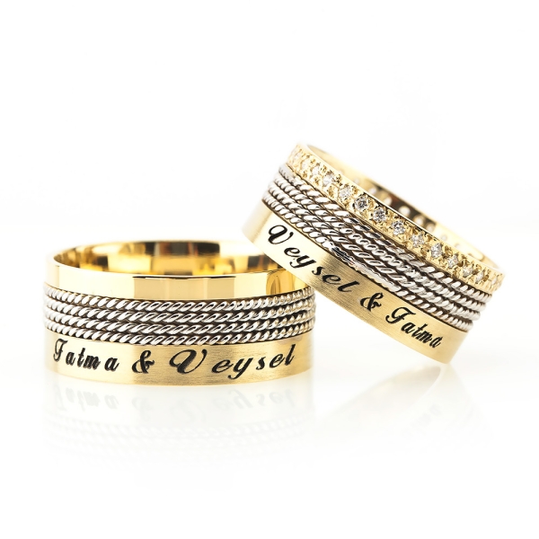 Great Design Named Silver Wedding Band Pair