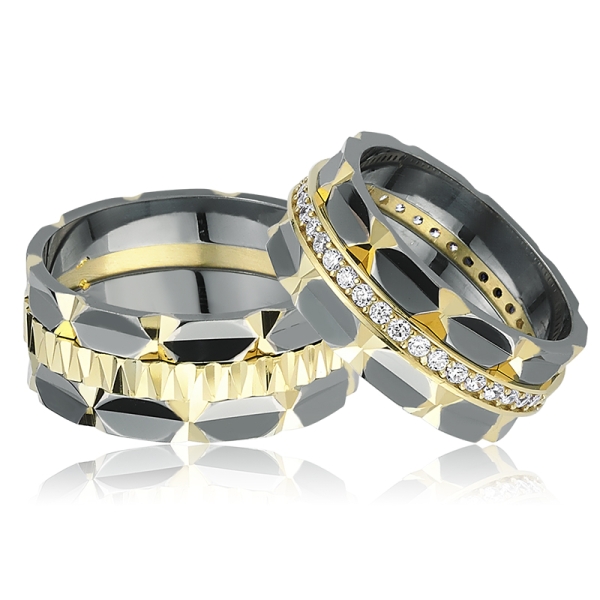 Extremely New Yellow Black Wedding Ring