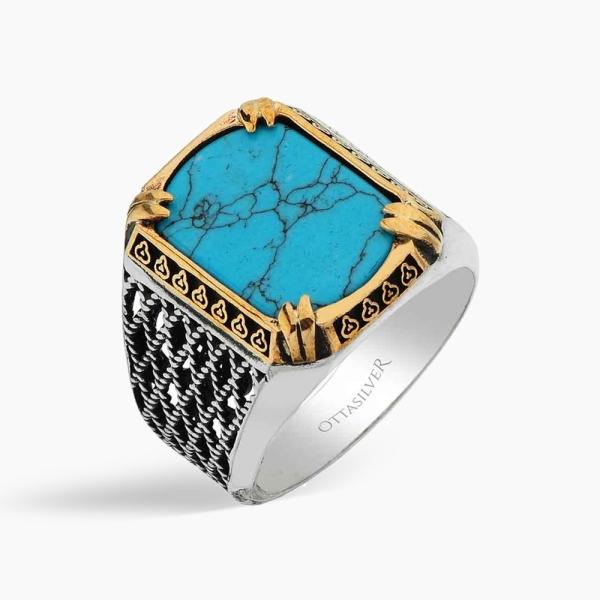 Turquoise Stone Men's Silver Ring