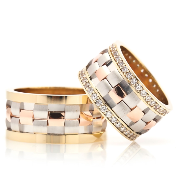 Rose and  Gold-Plated Silver Wedding Ring Model