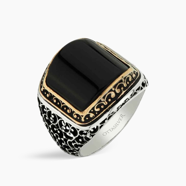 Men's Silver Ring with Black Onyx Stone