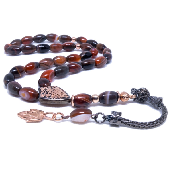 Agate Stone Tasbih with 925k Sterling Silver Imame