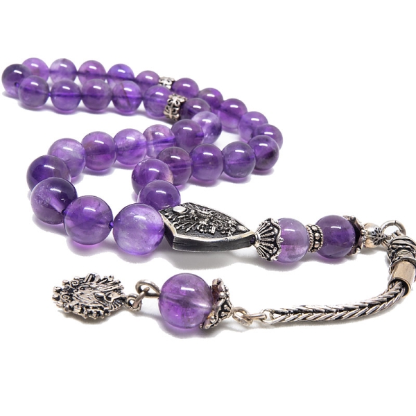 Amethyst Stone Tasbih with 925k Sterling Silver Imame