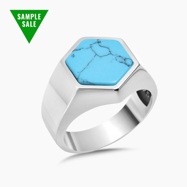 Hexagonal Turquoise Stone Ring