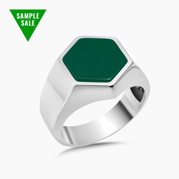 Hexagonal Green Agate Ring