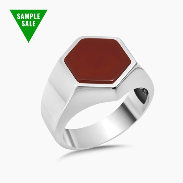 Hexagonal Red Agate Ring