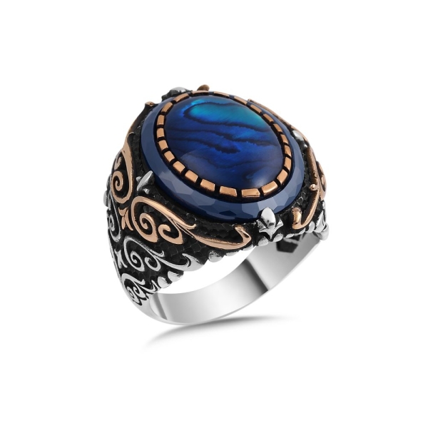 Blue Mother of Pearl Stone Ring