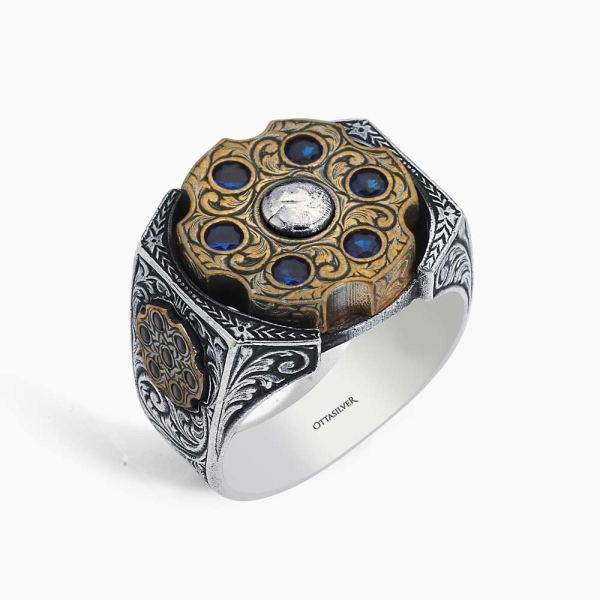 Blue Zircon Embellished Silver Ring