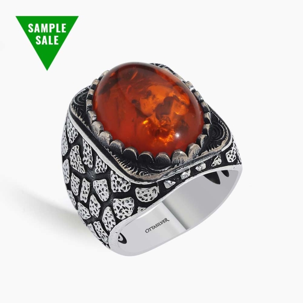 Antique Red Agate Stone Ring