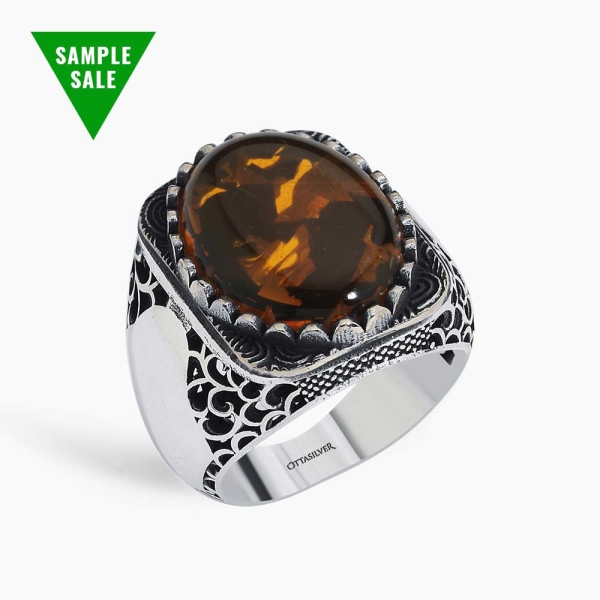 Elegant Amber Stone Ring