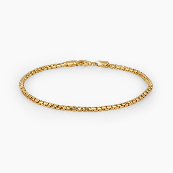 Round Box Chain Bracelet Gold Plated -  2 mm