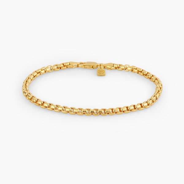 Round Box Chain Bracelet Gold Plated - 3 mm