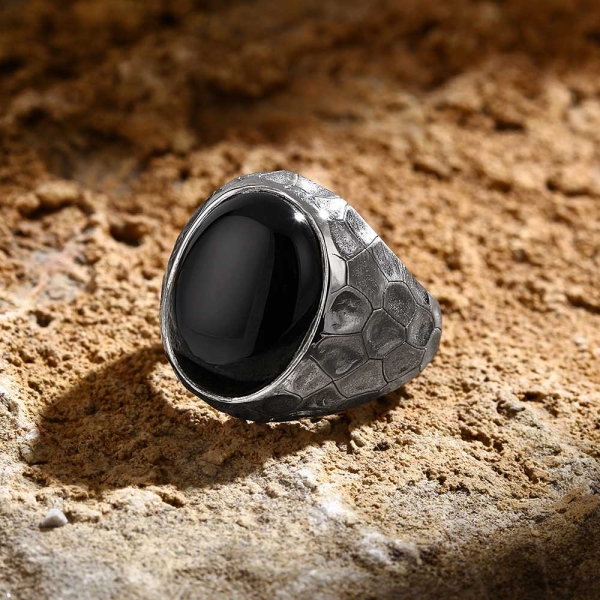 Silver Exclusive Ring With Onyx Stone