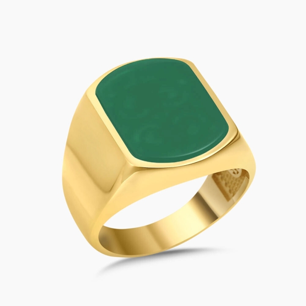 18K Gold Plated Green Agate Ring