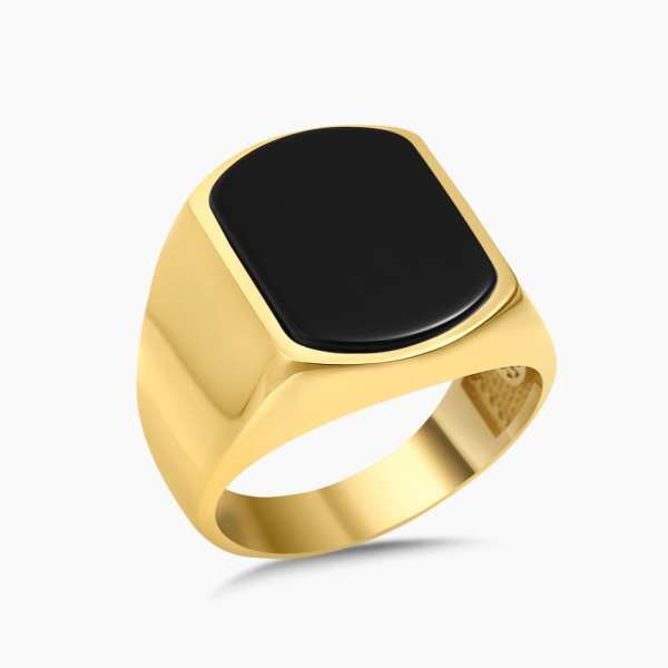 18K Gold Plated Black Onyx Ring