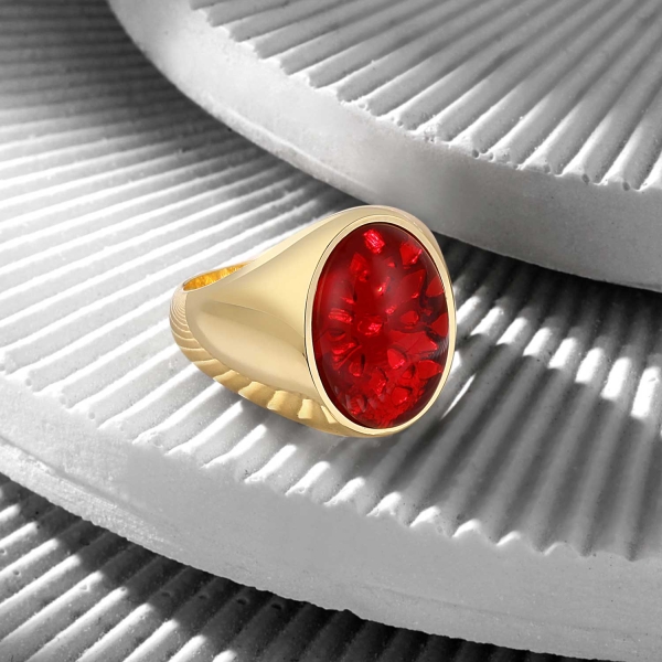 18K Gold Classic Ring with Agate