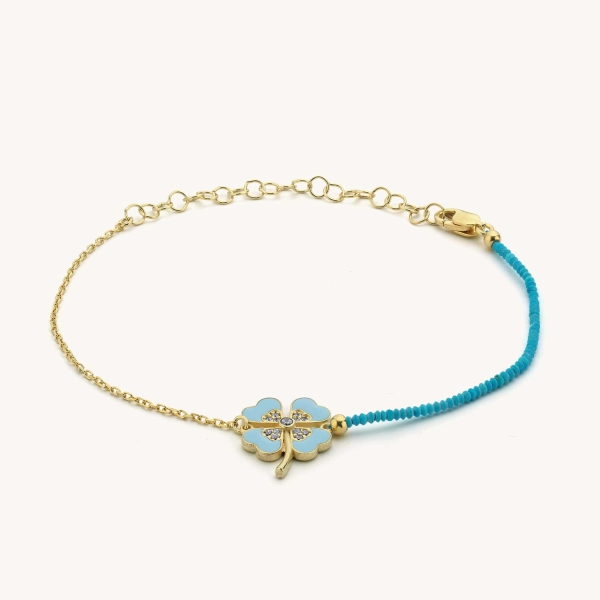 Lucky Clover and Turquoise Bracelet