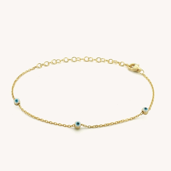 Blue and Gold Nazar Bead Bracelet