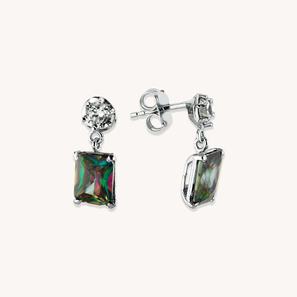 Colorful Baguette Gemstone Earrings