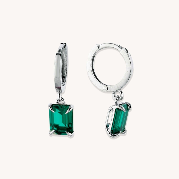 Green Baguette Gemstone Earrings