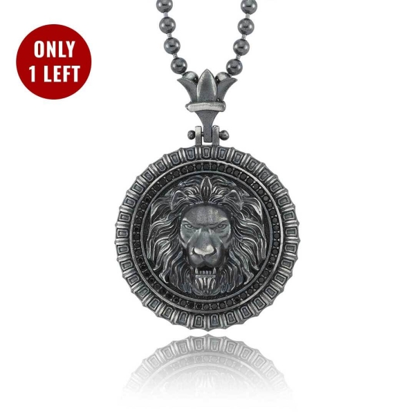 Lion Design Sterling Silver Pendant Necklace