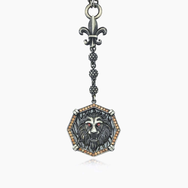 Lion Head in Silver Necklace