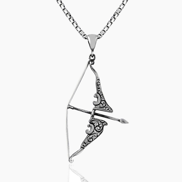 Silver Necklace with Bow and Arrow Motif