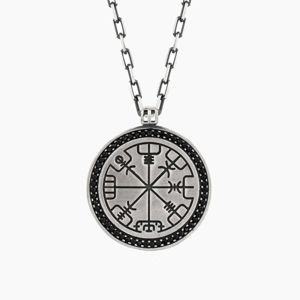 Viking Compass Silver Necklace
