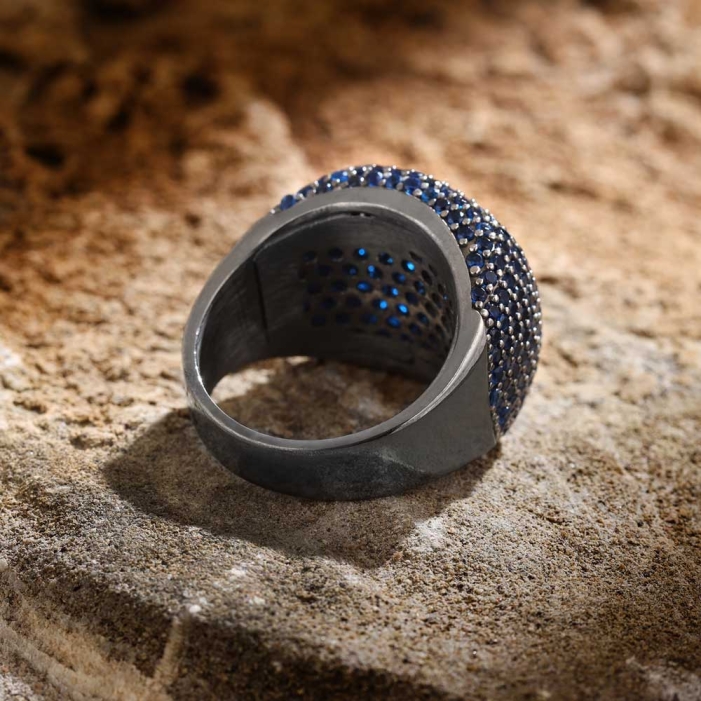 指輪・リング Crystal Chain Bold Ring ( 2 COLOR) Heavy Fit Two Tone Link Connected Rings, Interlocking Ring