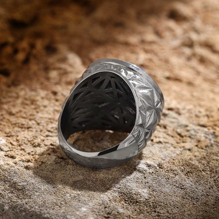 Lapis Lazuli Stone in Silver Ring with CZ Diamond