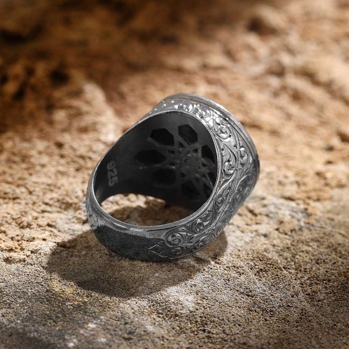 Pearl Stone Solid Silver with Black Zircons