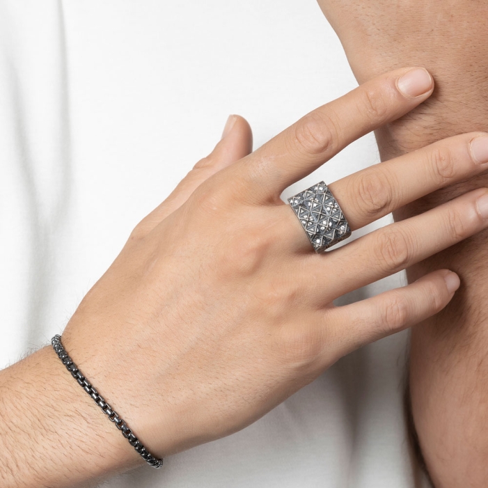 Geometric Mirage Silver Ring