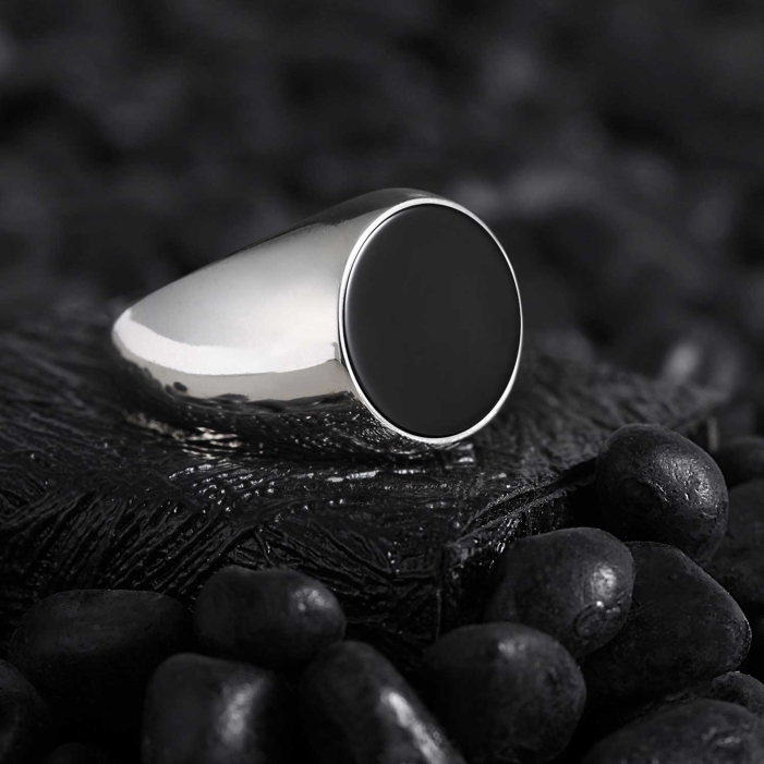 Basic Sterling Silver Ring with Onyx Stone