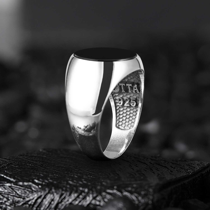 Basic Sterling Silver Ring with Onyx Stone