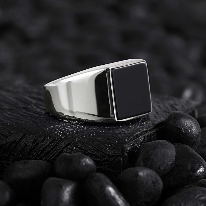☆TATIANA☆ Silver 925 Black Star Draw Ring CR1855 Blackstar Open Ring (925 Silver) | BowieGallery