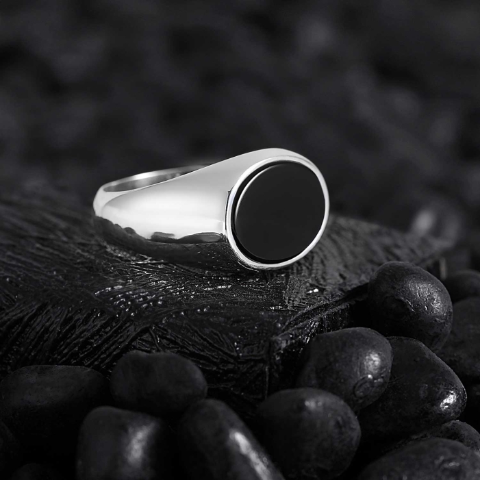 【BLACKPURPLE】23FW★ [silver925] Signity Accento Ring Basic Square Silver Ring with Black Onyx